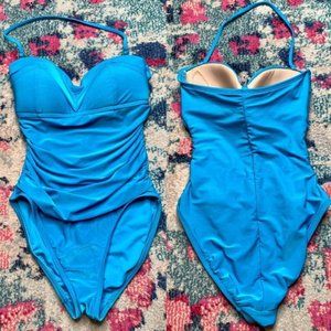 La Blanca Blue Halter One Piece Swimsuit Size 4